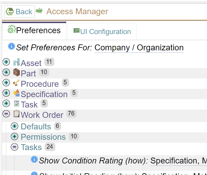 Preferences Tab Under Access Manager